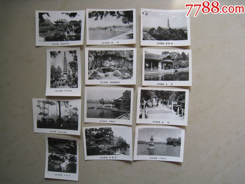 八十年代老照片;杭州西湖中山公园灵隐寺弥陀佛像宝石山远眺放鸽亭