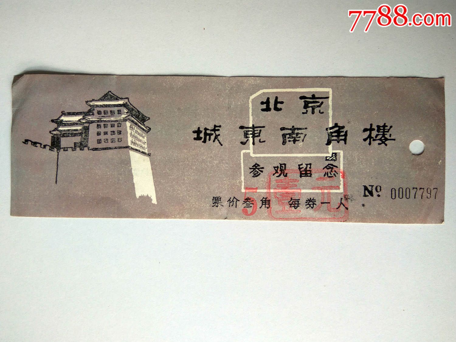 门票(北京城东南角楼)伍角