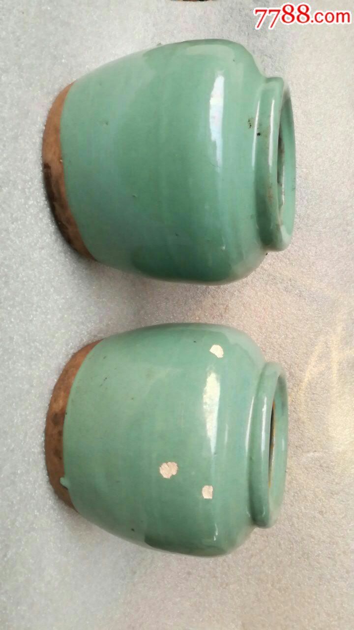 绿釉陶罐一对