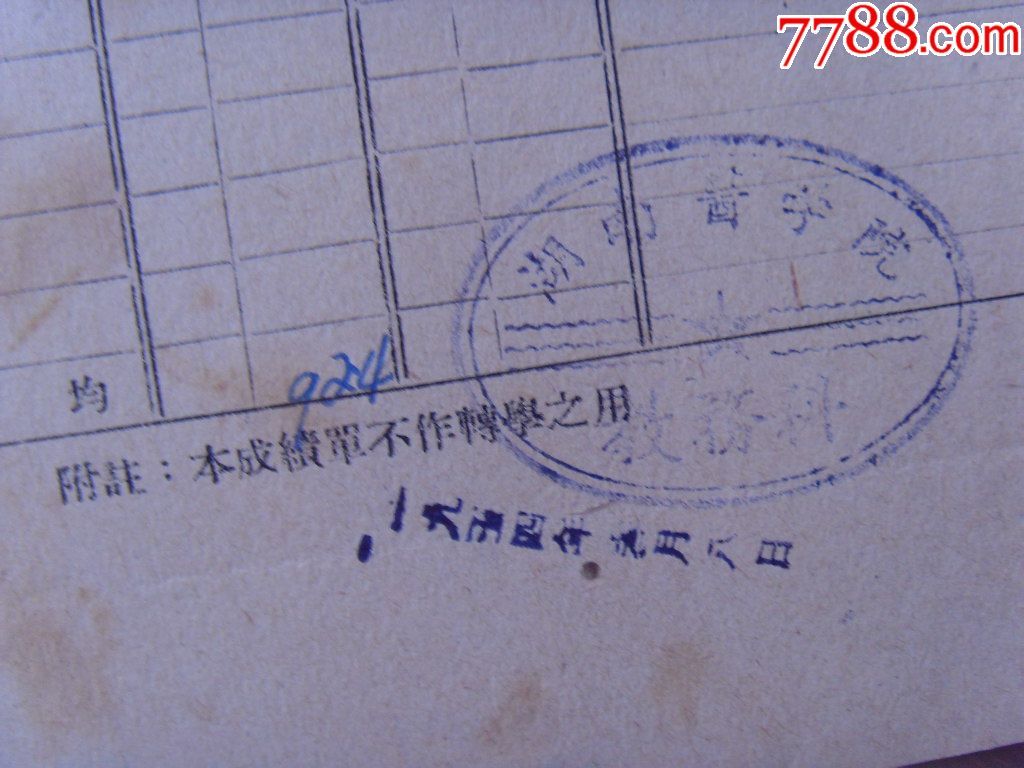 湘雅医学院成绩报告单(盖湖南医学院财务章)