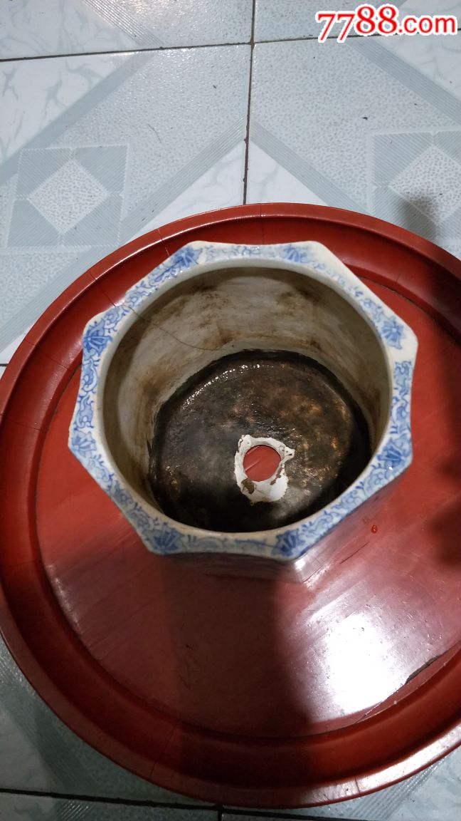 民国青花八角花盆