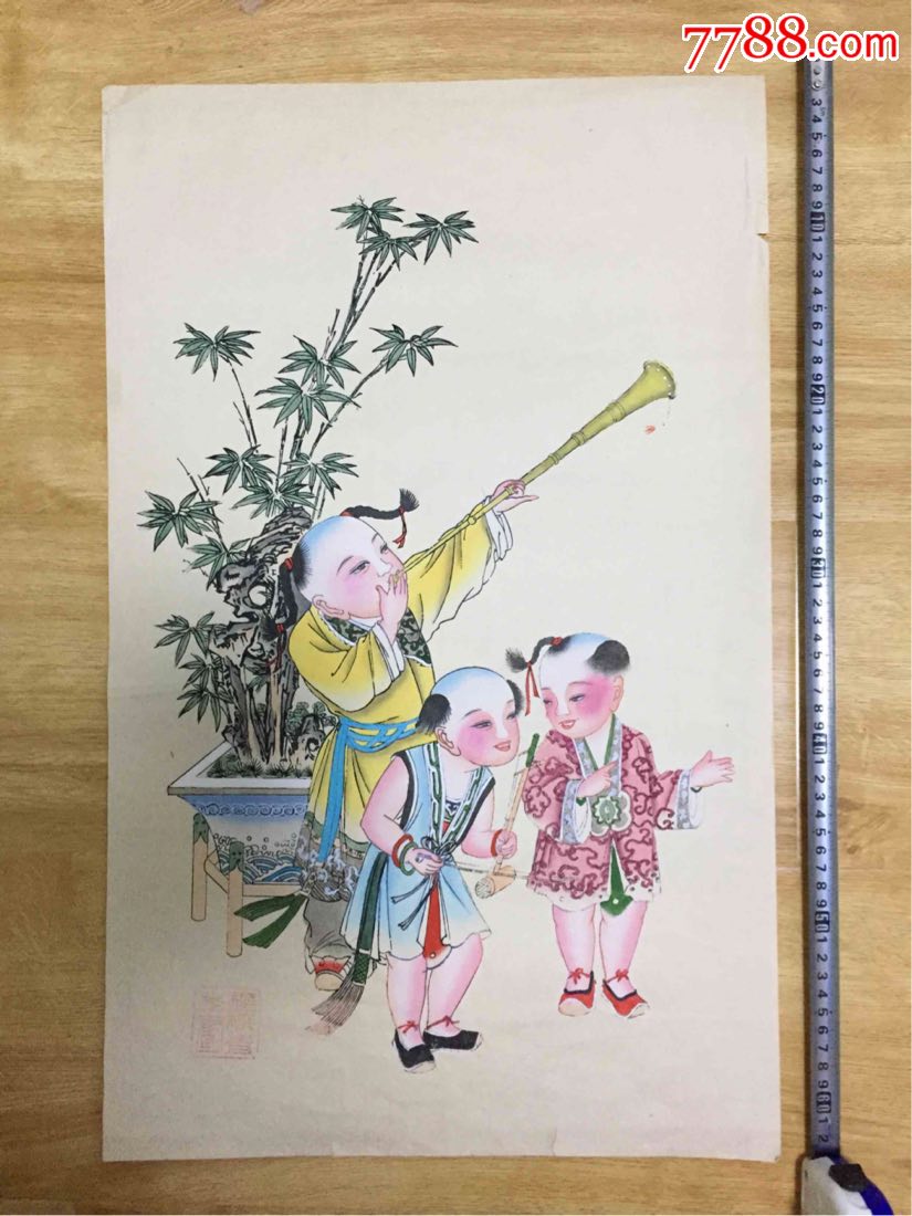 杨柳青纯手工板画,儿童嬉戏