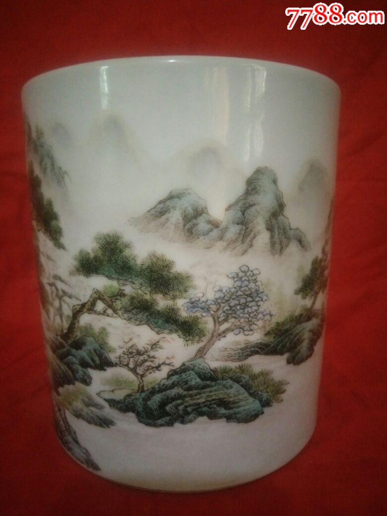 59年熊晓峰画山水人物,画工精细,全品不坏