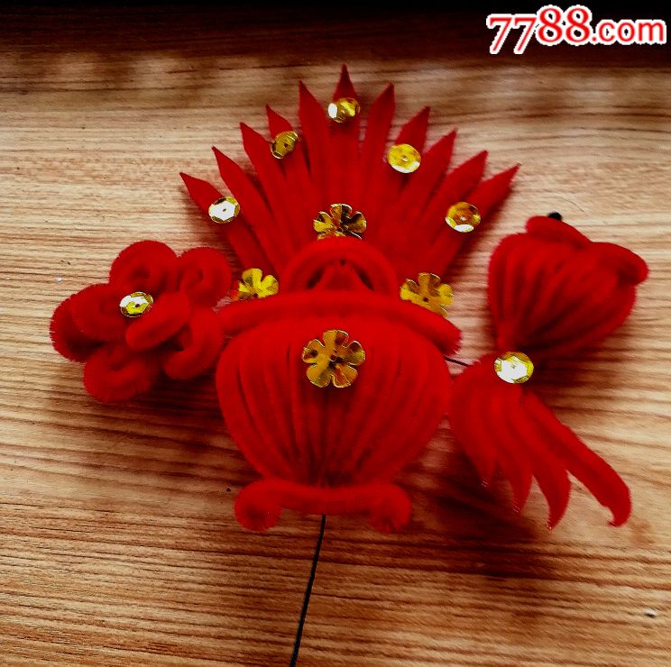 北京绒鸟北京绒花一枝15cm*15cm