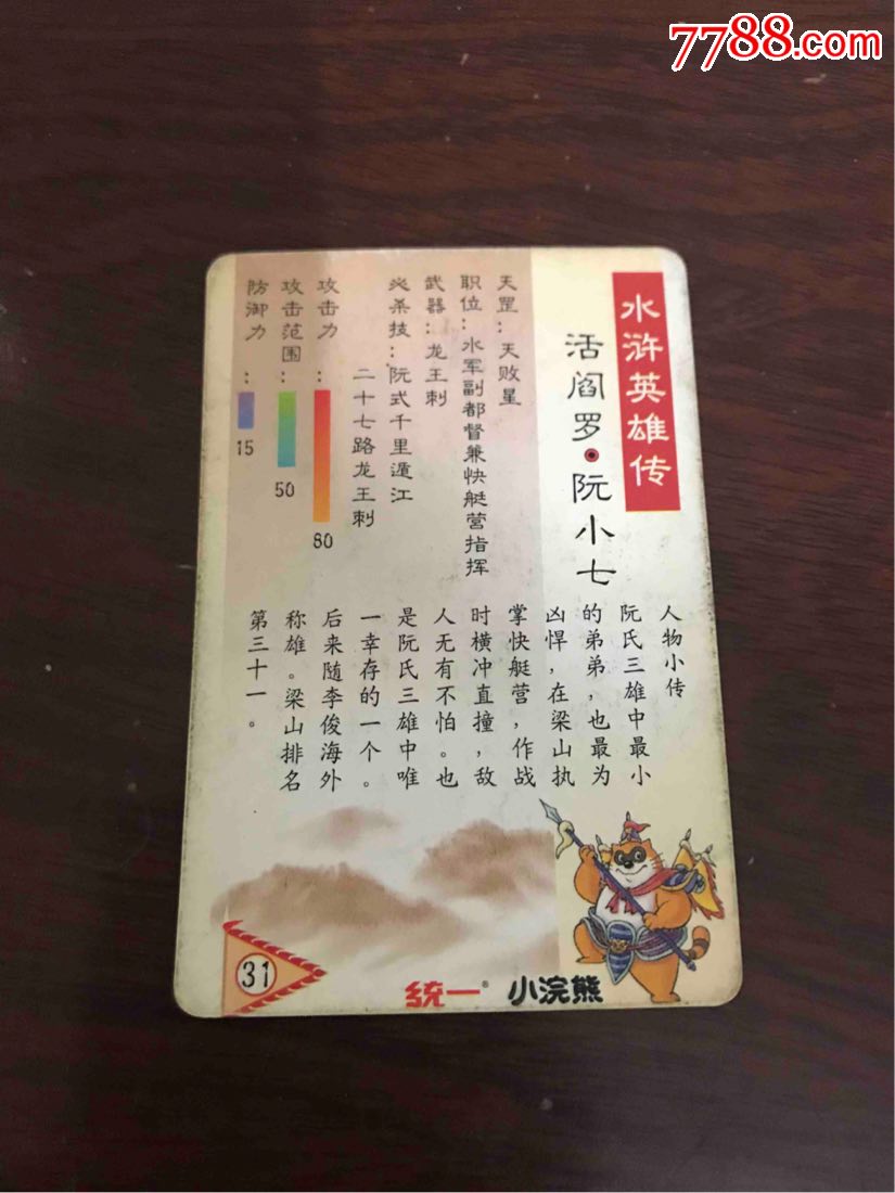 小浣熊水浒卡,阮小七