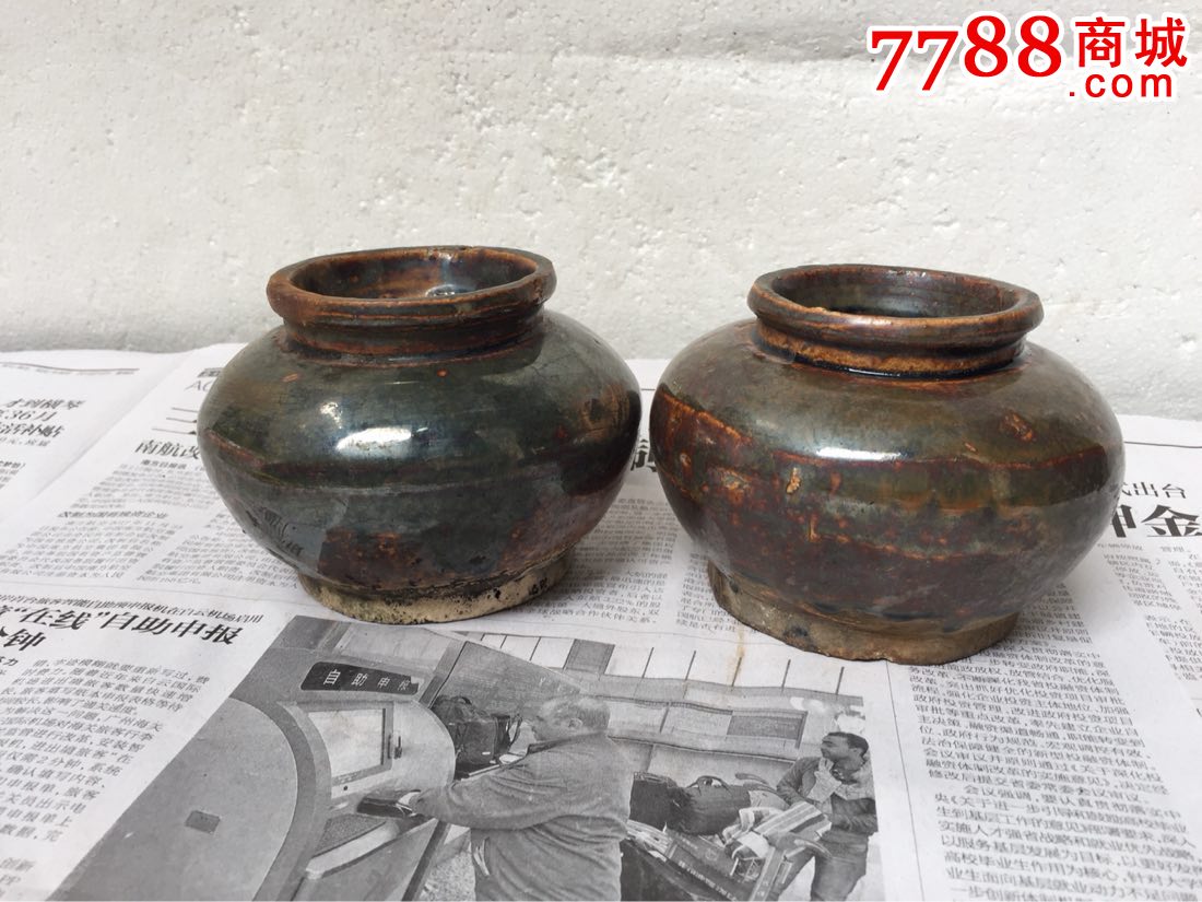 清代陶罐2个(q0718)