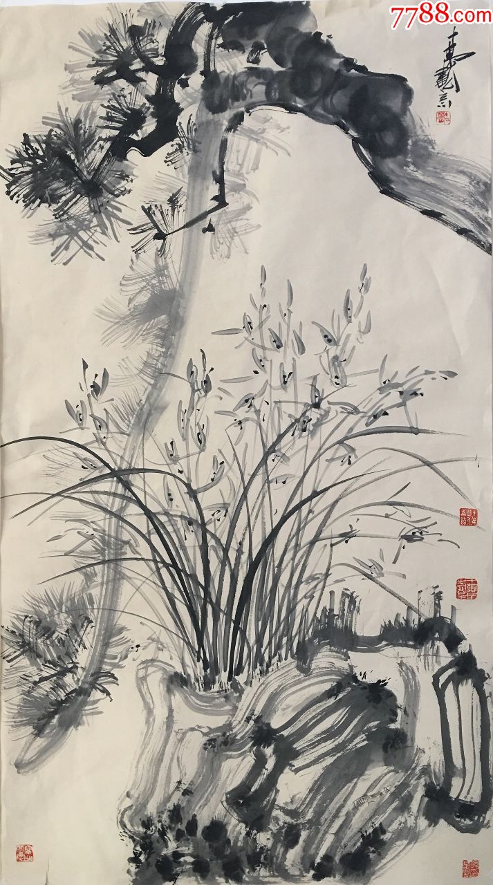 、书、画三绝老人【孙星阁】手绘中堂一副