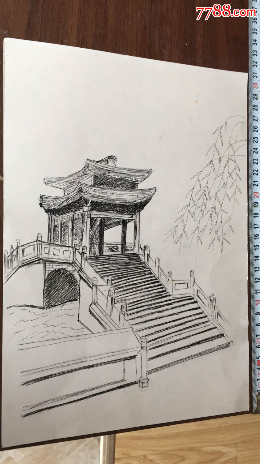 成都建筑学院钢笔画稿共12张合拍_素描/速写_第19张