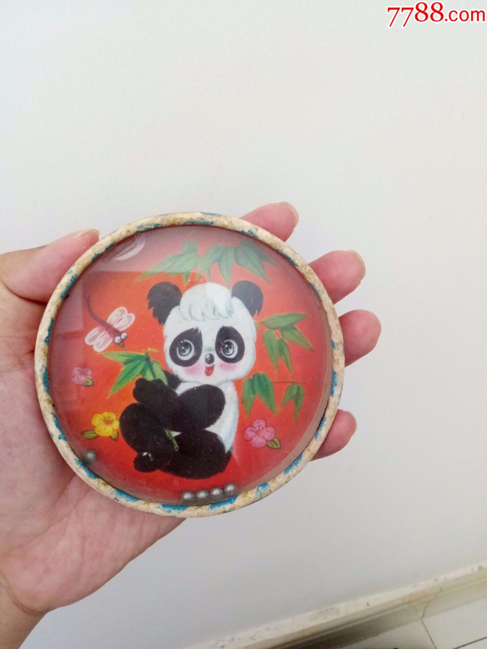 70年代老玩具熊猫图案滚球球