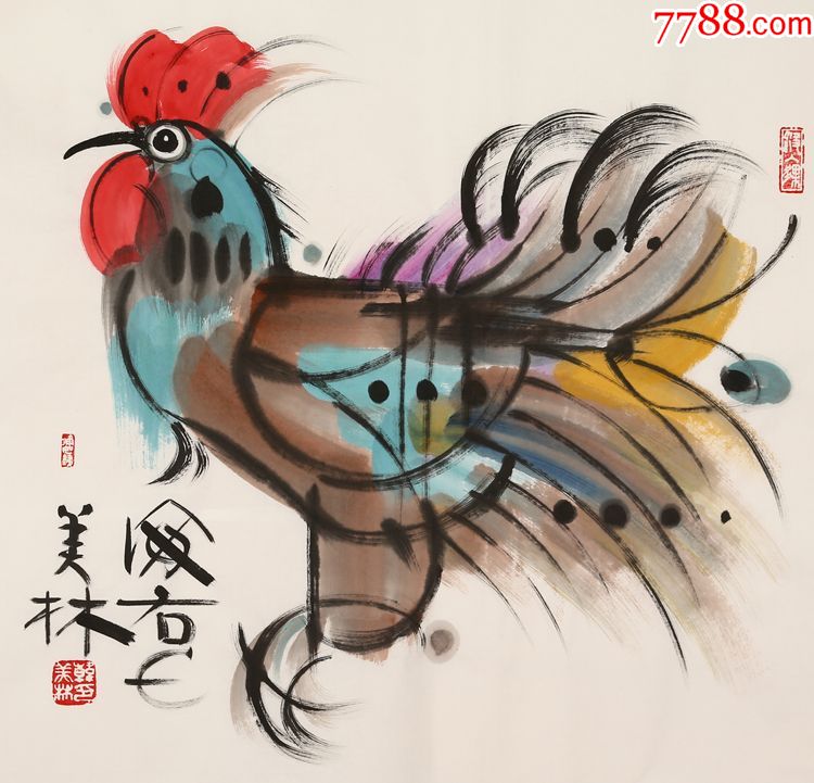 近代大师韩美林手绘生肖鸡