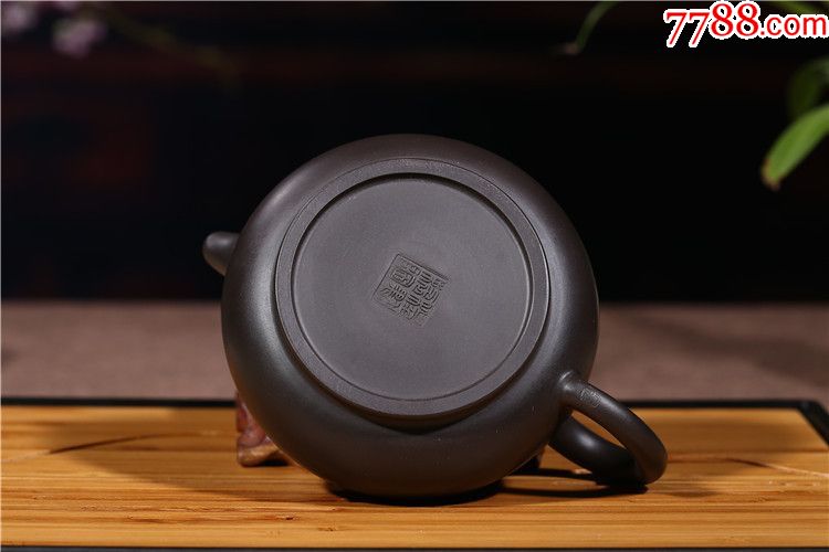 【圣友茶道】原矿黑朱泥紫砂泡茶壶宜兴手工茶具潘大肚中品精细料刻字