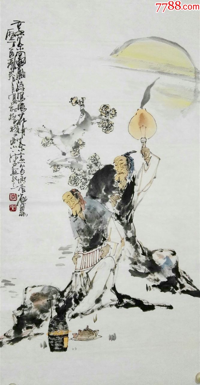 李傅宇老师古代写意人物画《烹茶图》_人物国画原作_第1张