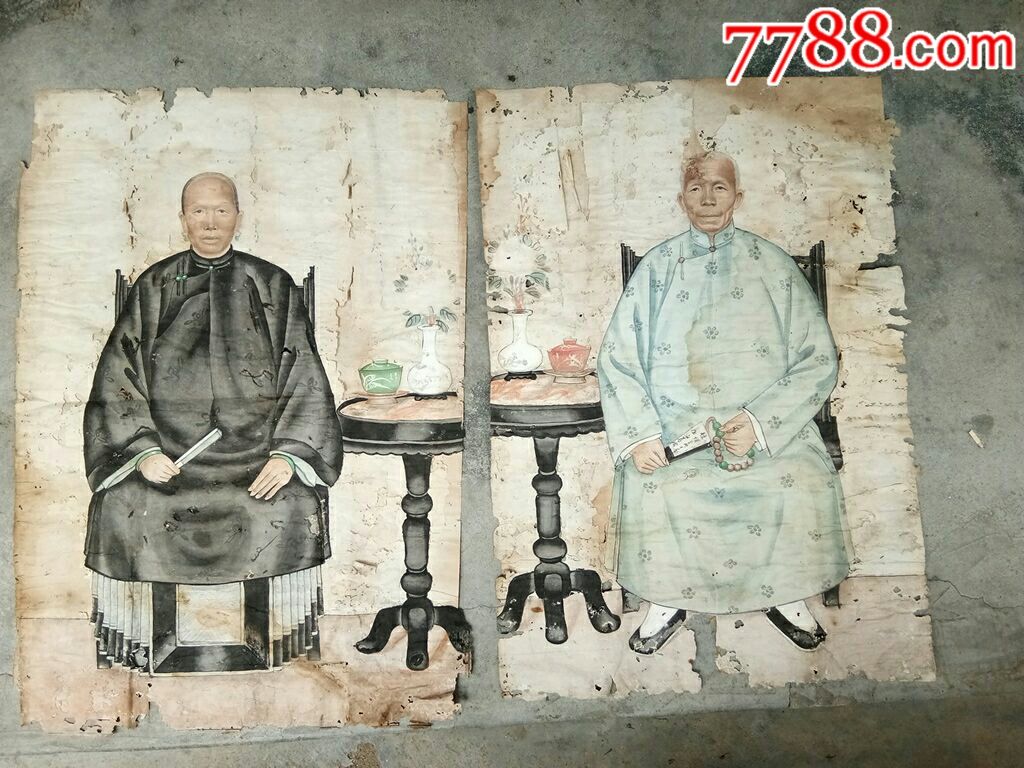 清代肖像画一对