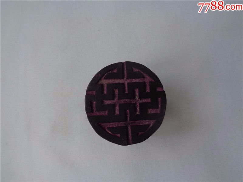 清代福寿佛教卐字纹木雕印章