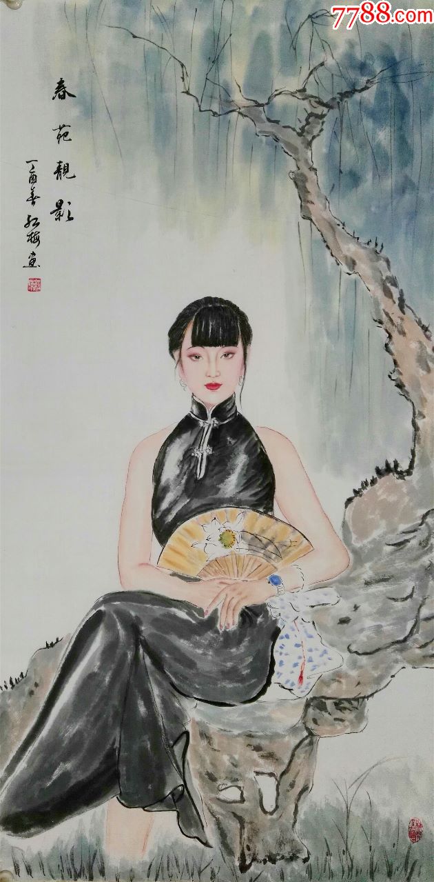 画家陈老师四尺仕女人物精品