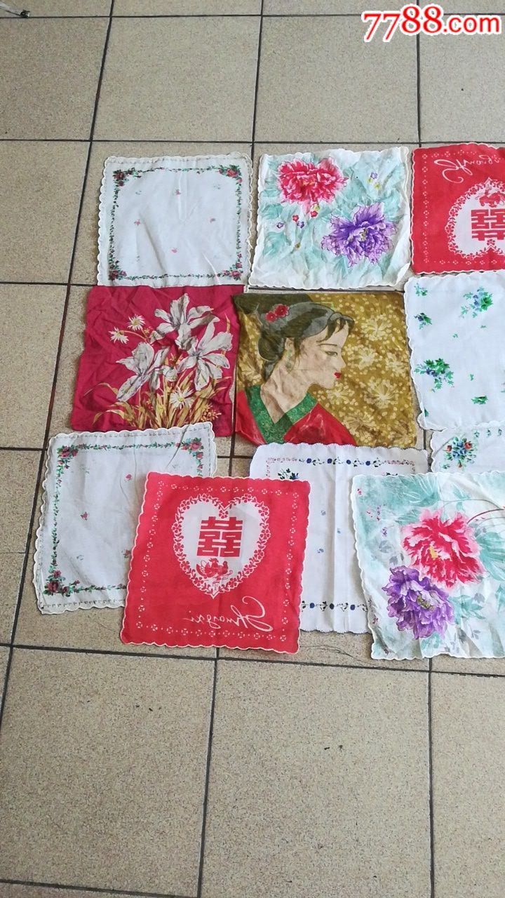 美女花卉手帕手绢,14条合拍