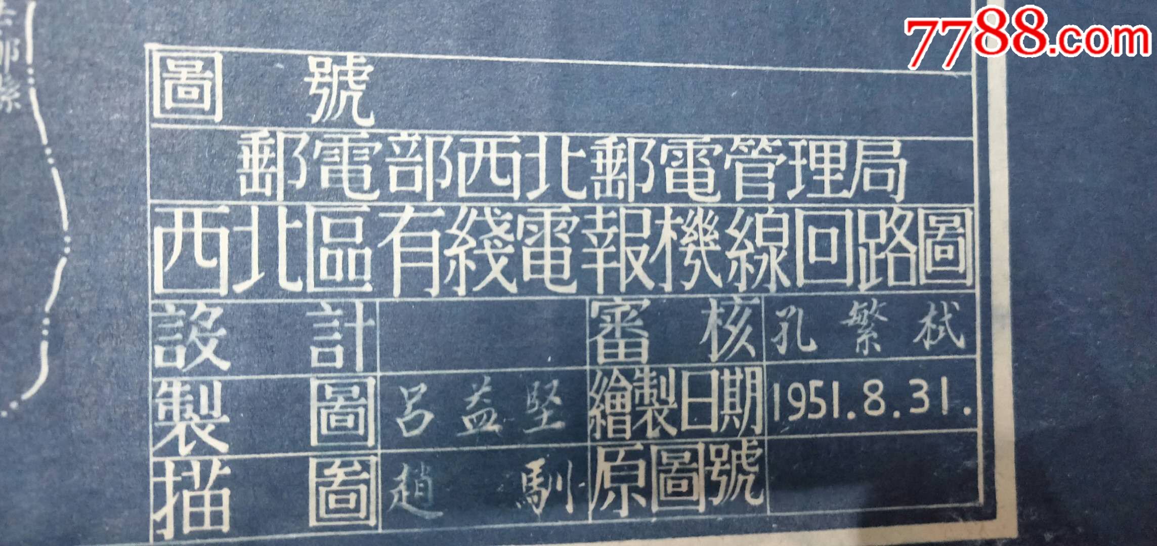 1951邮电部西北邮电管理局西北区有线电报机线回路图