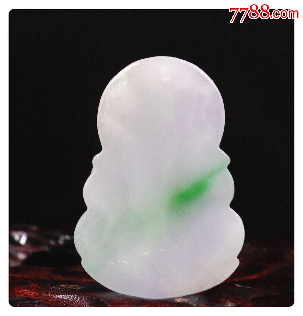 保真精品【纯手工精雕缅甸天然翡翠A货*白底青观音吊坠】