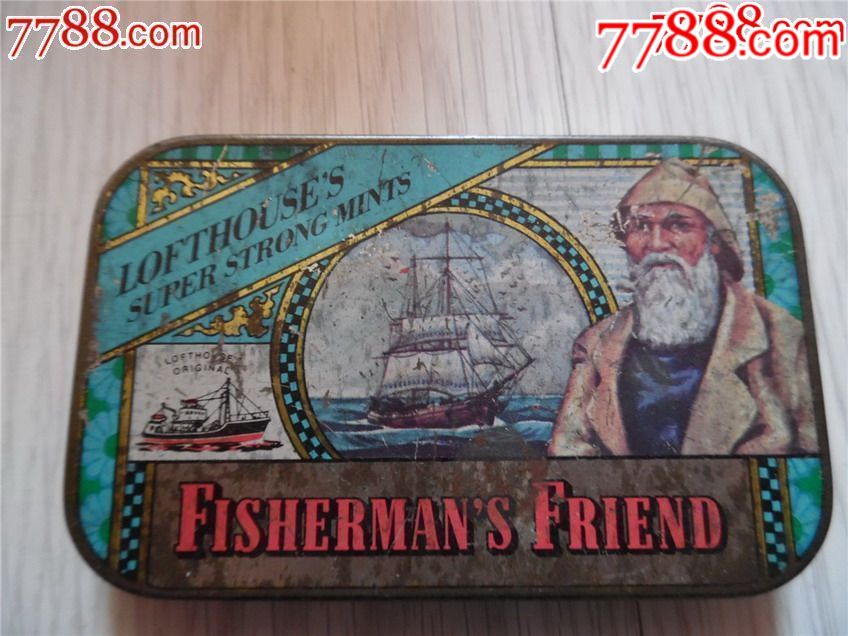 稀少的--民国前的--英国fishermansfriend渔夫之宝-小铁盒