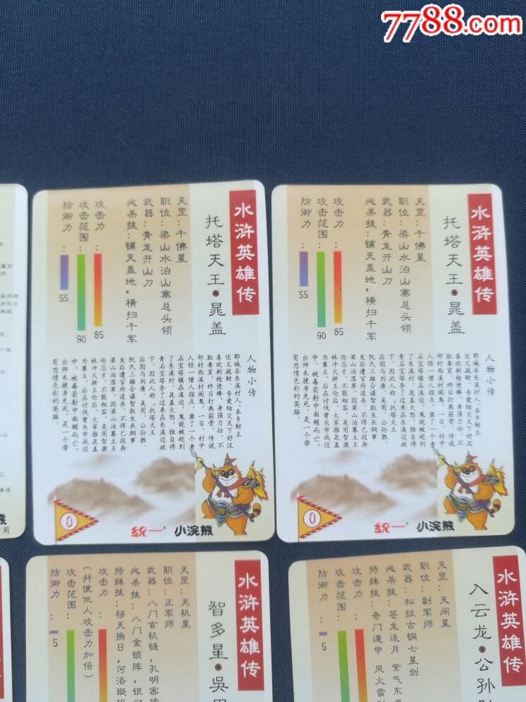 统一小浣熊,水浒英雄传108将齐,0号卡晁盖两108将总述卡两张,共112张