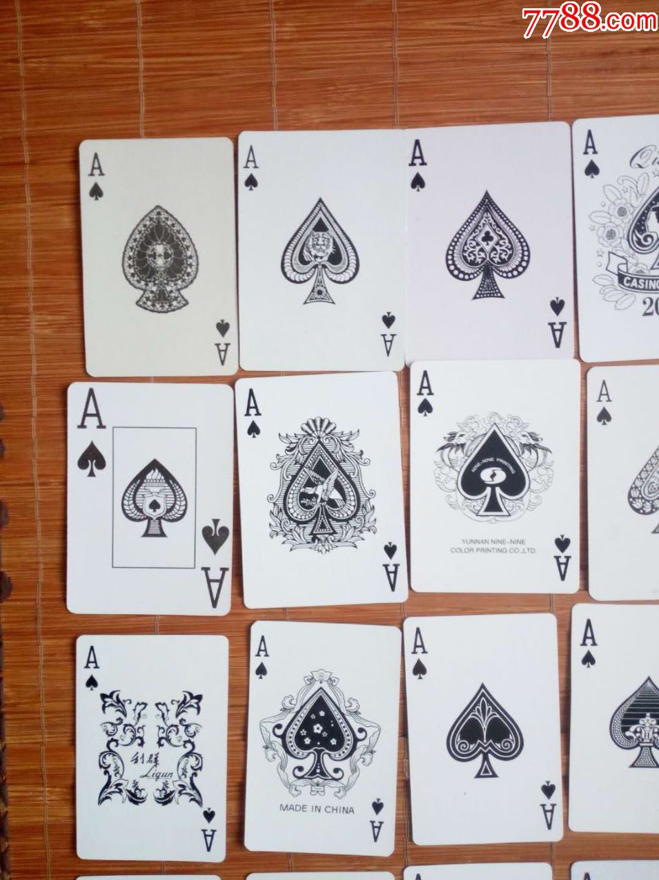 扑克黑桃a,80张不同,很多稀有品种,很多外国牌和老牌