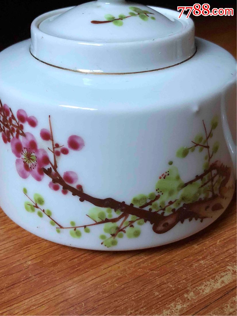 50年代手绘瓷壶【梅花】江西省景市第五瓷器生产合作社出品