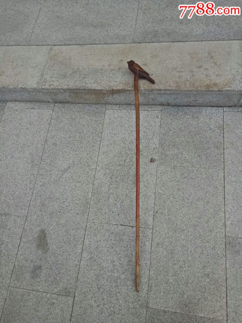 清代木雕鸟形拐杖