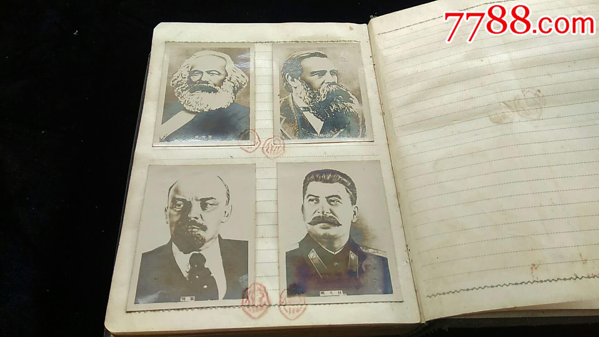 早期伟人个人黑白照片6张(附带插图笔记本)