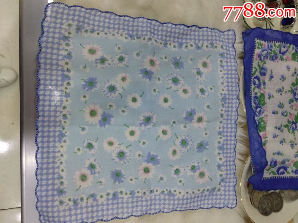 老式纯棉小花手帕7个