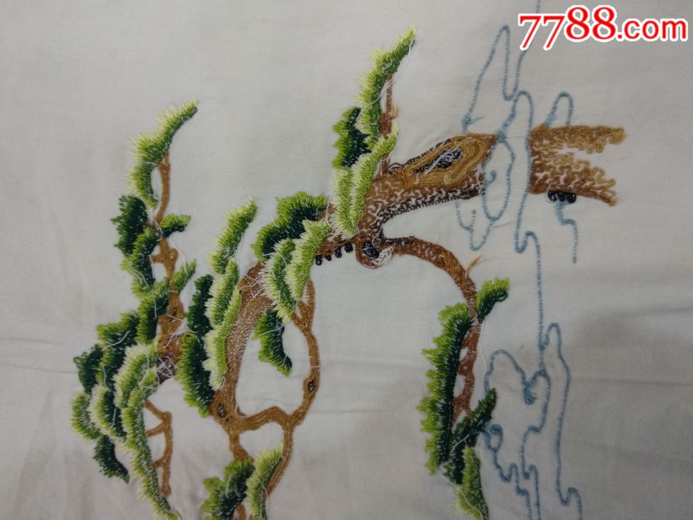 纯棉刺绣迎客松枕头皮