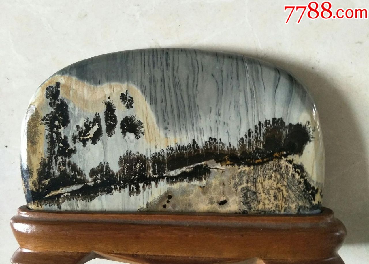 奇石精品(a,草花石/国画石,其他石画,雕件/摆件,浓墨山水,20厘米以下