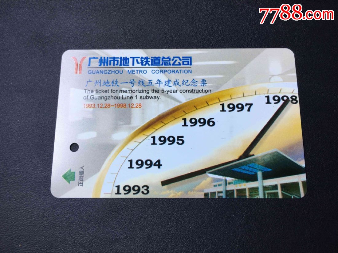 1998年广州地铁一号线五年建成纪念票