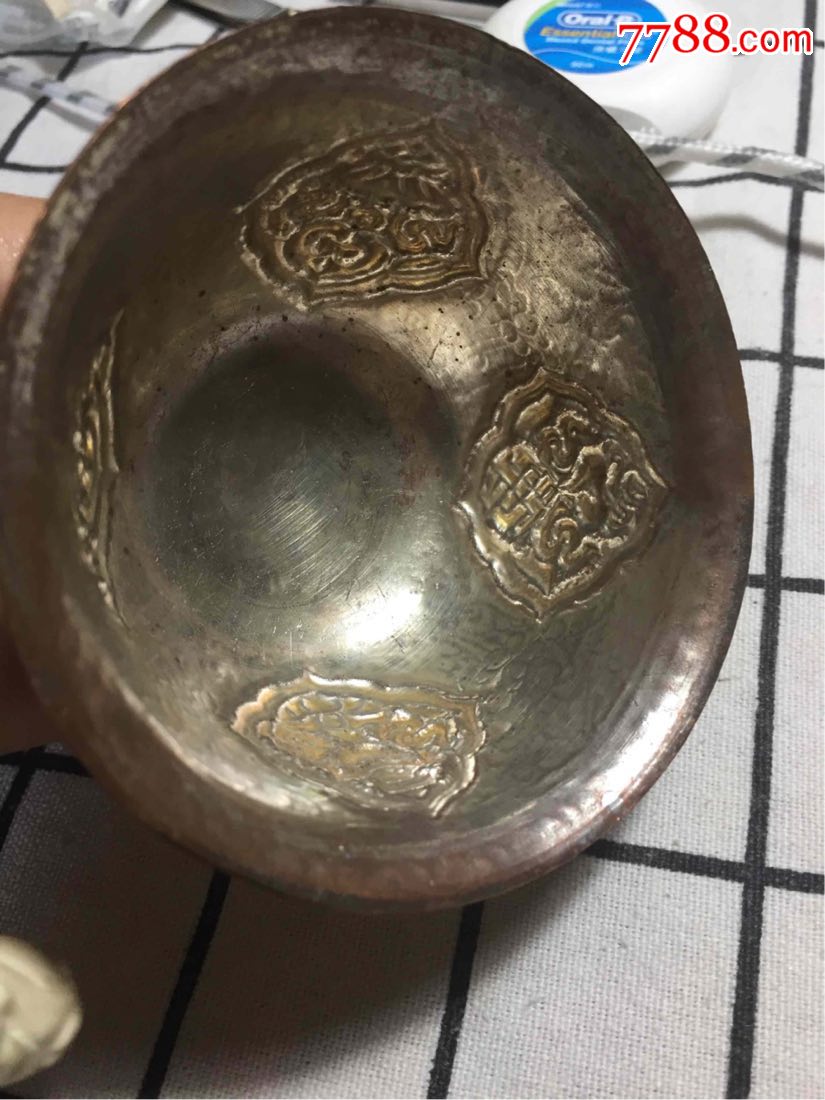 藏传佛教鎏金八宝银碗