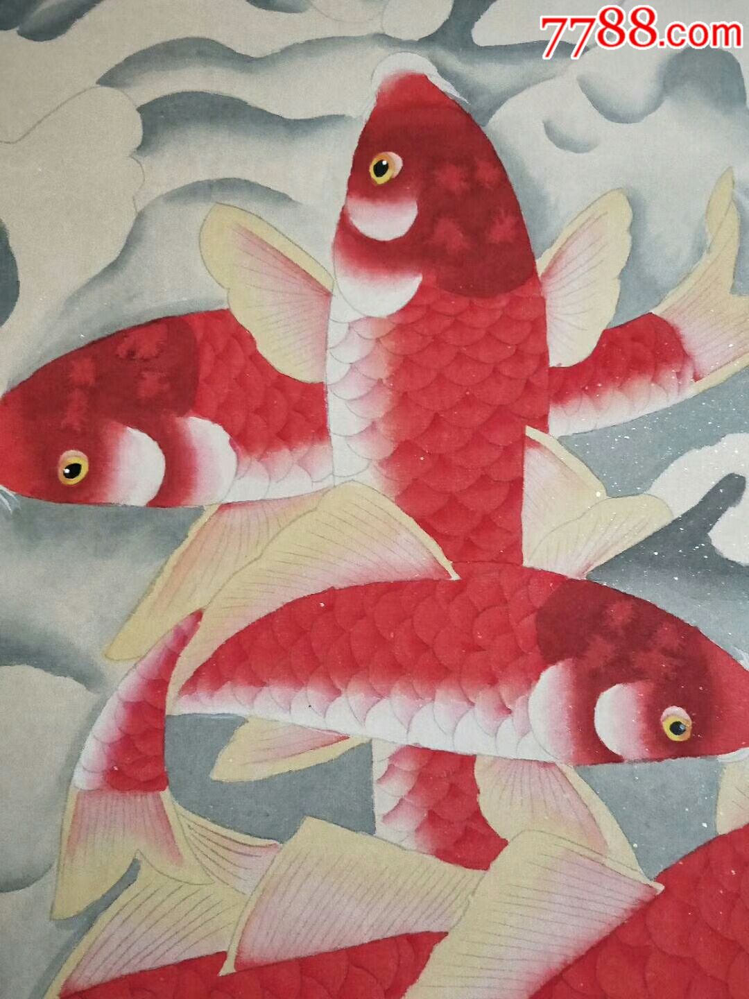 九鲤祝寿_水粉/水彩原画_第3张