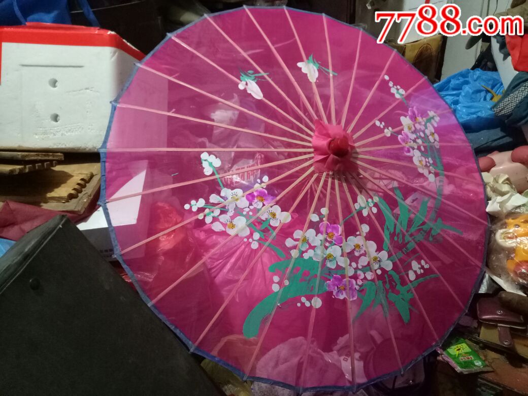 八十年代中国杭州丝绸桃花伞,全新原包装