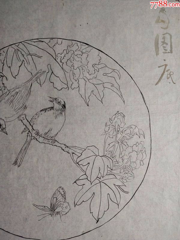 无章款白描纯手绘花鸟画(多单合并邮资)_花鸟国画原作_第2张