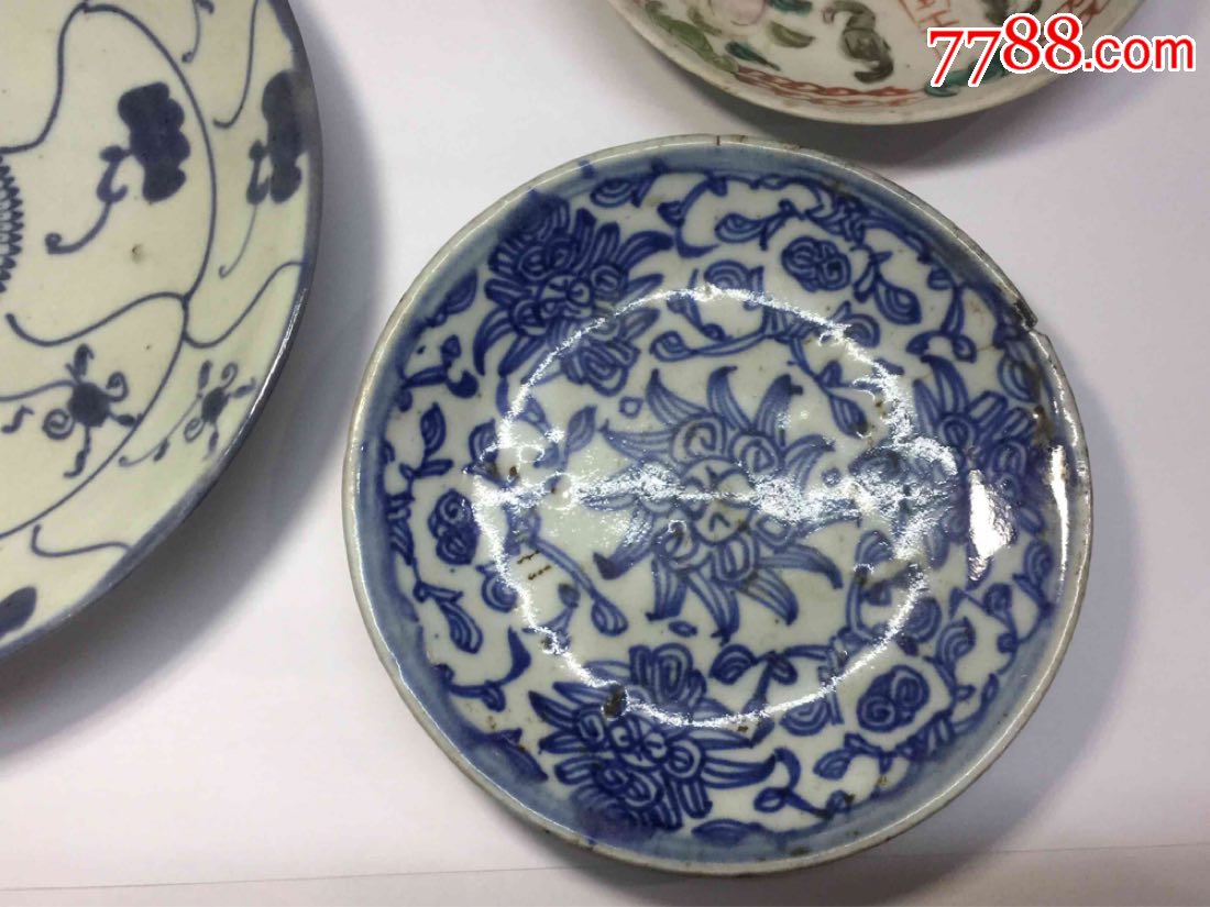 雍正林芝大盘和三个清代盘子_青花瓷_静海集藏【7788