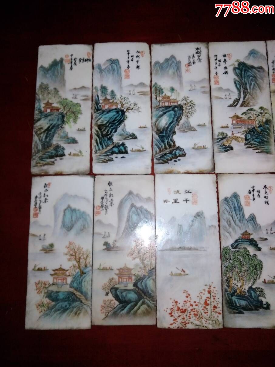 名家精品民国前后的瓷板画12片