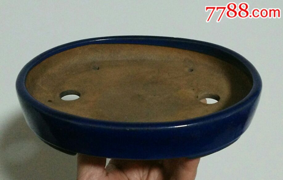 库存早期出口日本宜钧釉紫砂浅盆
