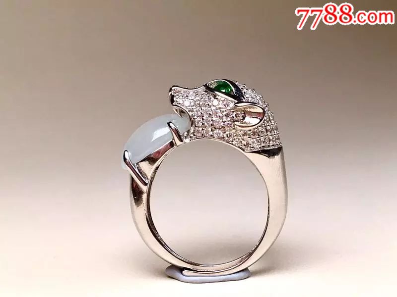 翡翠老头天然缅甸A货翡翠镶嵌戒指可收缩戒指