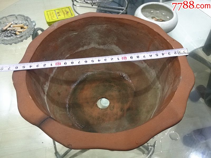 七八十年代大紫砂花盆(有条冲线如图)