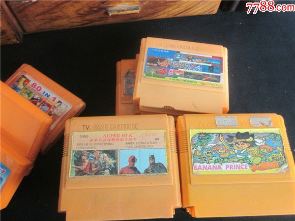 上世纪90年代早期老黄卡fc游戏机卡童年回忆~游戏机卡带一组未试机.