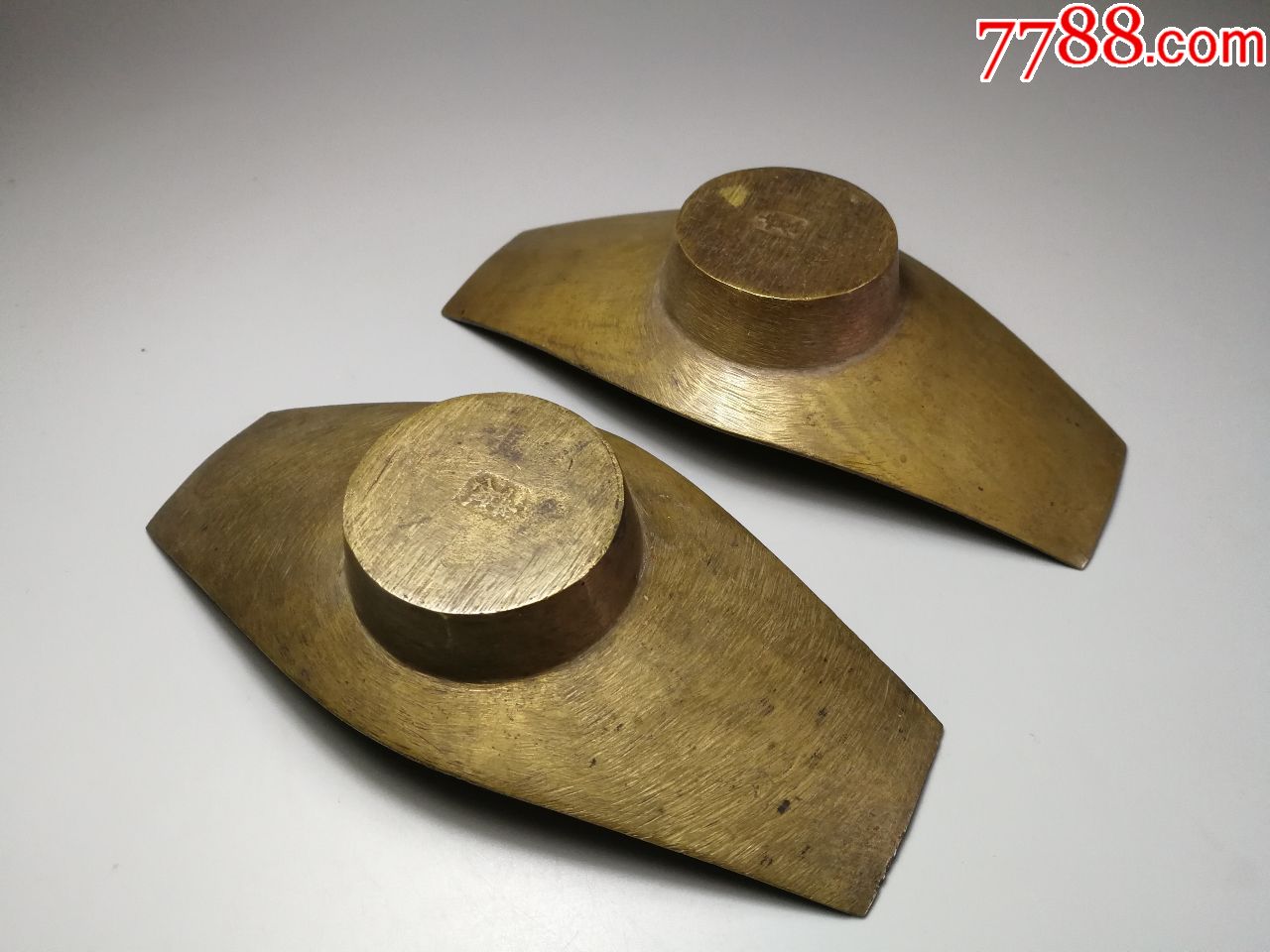 极品原配黄铜茶船一对