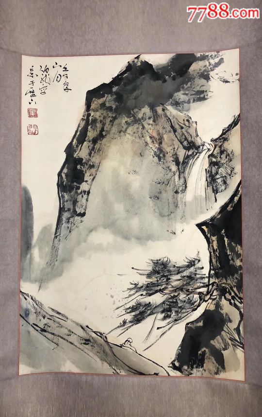 黑伯龙,手工精裱,山水立轴画芯43×68收藏送礼两相宜!
