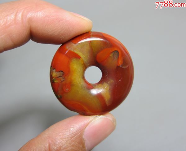 老矿红缟玛瑙(战国红)平安扣