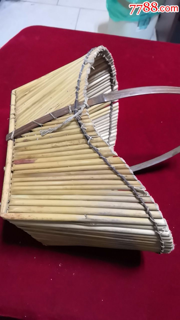文革高梁杆:制的小篮子{怀旧品)_植物编织工艺品【安阳文革老电器】