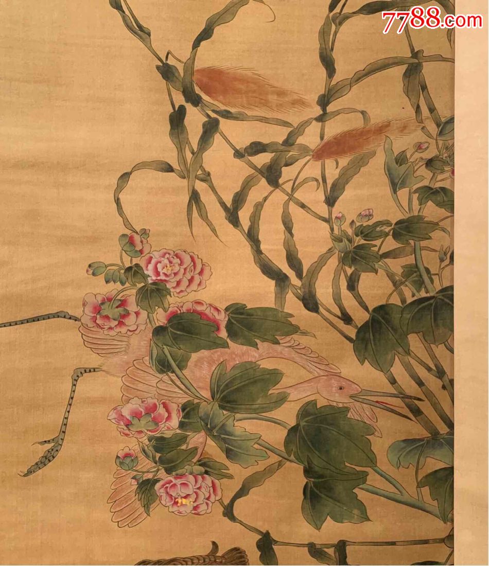 花鸟画,中堂画,绢布画心