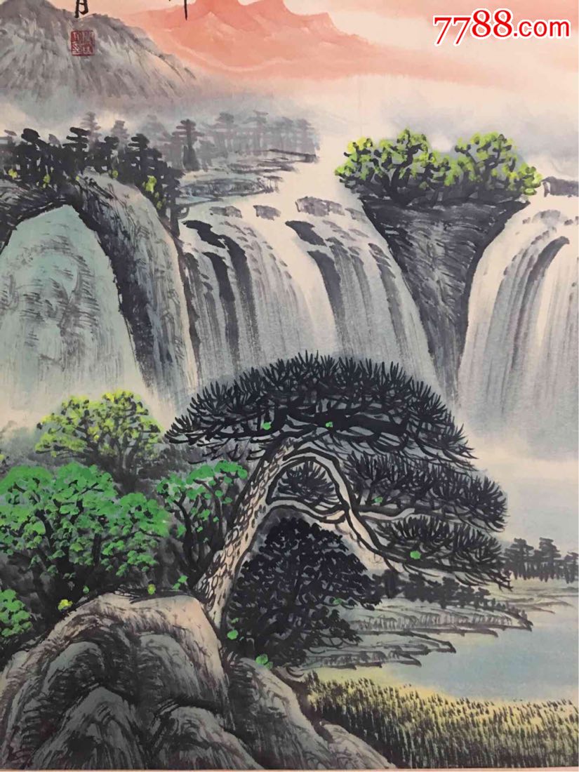 农村收来关山月山水画六尺手绘作品