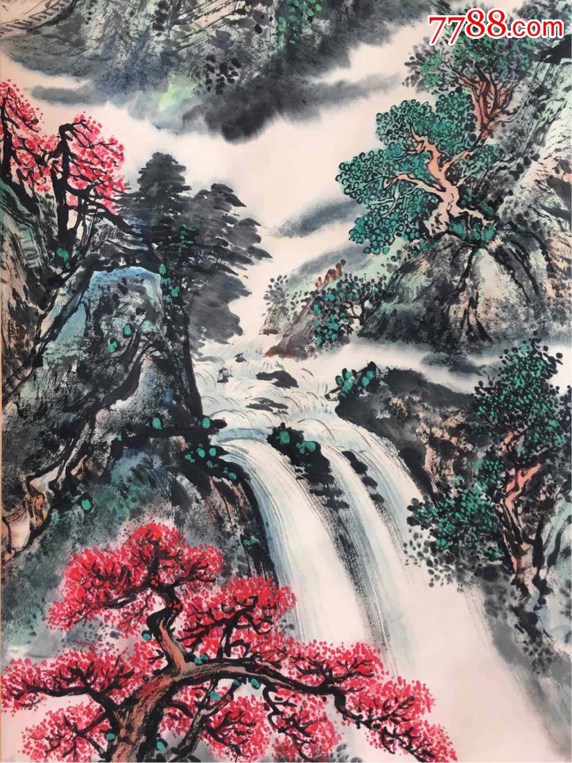 农村收来关山月山水画一幅