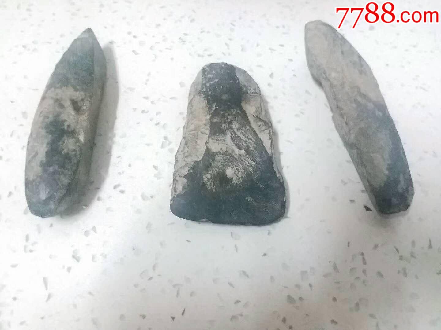 高古黑石斧石锛石凿3件不同样合售